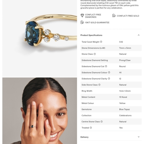 Blue Topaz and Diamond Accent Ring - Michael Hills - Picture 5 of 6